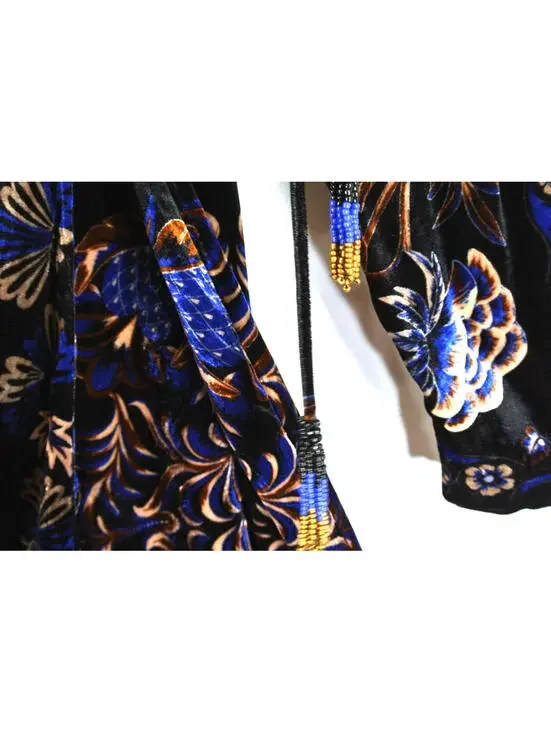 New, Farm Rio Arabesque Mix Scarves Floral Velvet Wrap Minidress Sz L #MD1629 - Picture 6 of 10